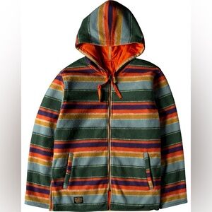 Nigel Cabourn ELEMENT BLANKET ALDER FLEECE Reversible Green & Orange NWT S